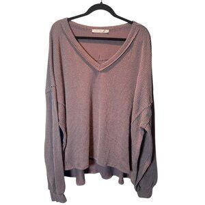 Altar’d State Oversized Waffle Knit Long Sleeve Top – Dusty Mauve – Size XL